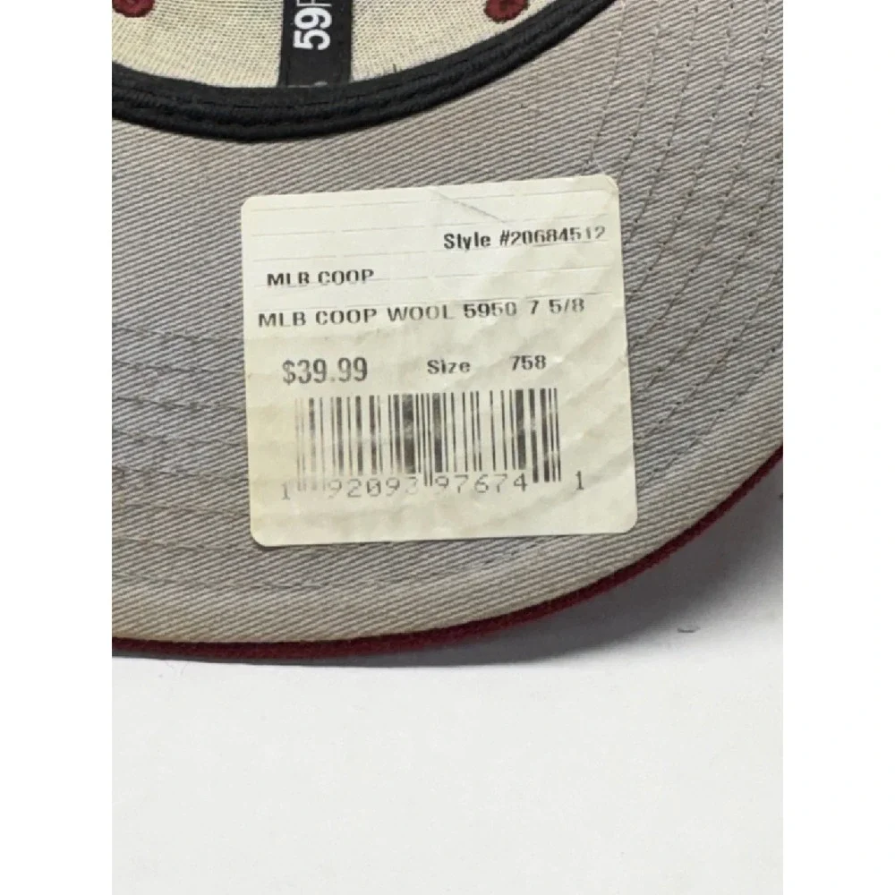 New Era 59FIFTY Philadelphia Phillies Fitted Hat 7 5/8 Maroon Wool STAINED BRIM